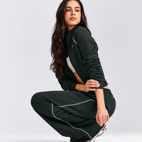 Jersey Tracksuit Zip Through Jacket | Emerald Noir