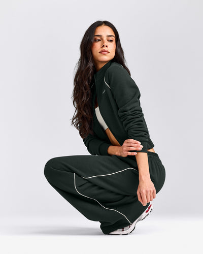Jersey Tracksuit Zip Through Jacket | Emerald Noir