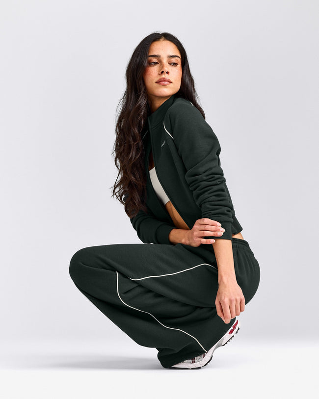 Jersey Tracksuit Zip Through Jacket | Emerald Noir