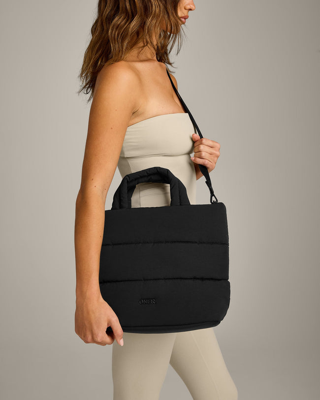 Quilted Midi Tote | Black