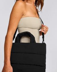 Quilted Midi Tote | Black