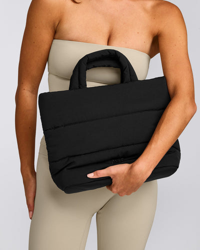 Quilted Midi Tote | Black