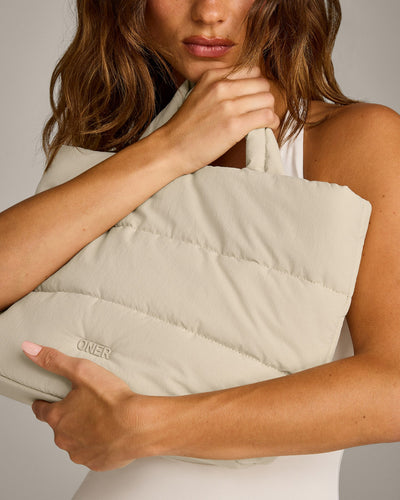 Quilted Midi Tote | Oatmeal