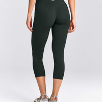 SoftMotion™ 3/4 Length Leggings with Grey Logo | Emerald Noir