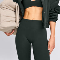 SoftMotion™ 3/4 Length Leggings with Grey Logo | Emerald Noir