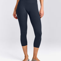 SoftMotion™ 3/4 Length Leggings with Grey Logo | True Blue