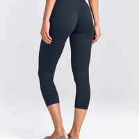 SoftMotion™ 3/4 Length Leggings with Grey Logo | True Blue