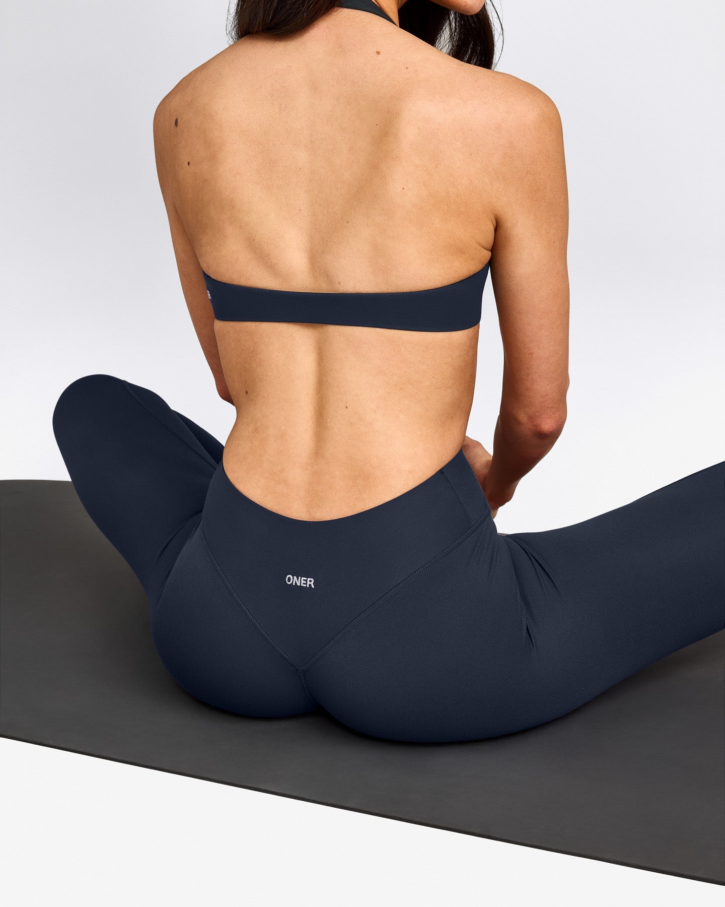 SoftMotion™ 3/4 Length Leggings with Grey Logo | True Blue