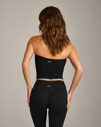 SoftMotion™ Bandeau Mid Vest with Built in Bra Shelf with Grey Logo | Black