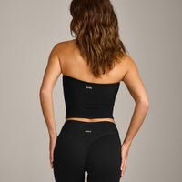 SoftMotion™ Bandeau Mid Vest with Built in Bra Shelf with Grey Logo | Black