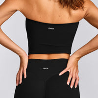 SoftMotion™ Bandeau Mid Vest with Built in Bra Shelf with Grey Logo | Black