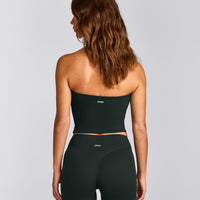 SoftMotion™ Bandeau Mid Vest with Built in Bra Shelf with Grey Logo | Emerald Noir