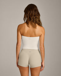 SoftMotion™ Bandeau Mid Vest with Built in Bra Shelf with Grey Logo | Marshmallow White