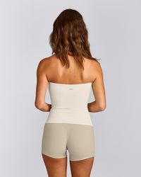 SoftMotion™ Bandeau Vest with Built in Bra Shelf with Grey Logo | Marshmallow White