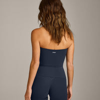 SoftMotion™ Bandeau Vest with Built in Bra Shelf with Grey Logo | True Blue