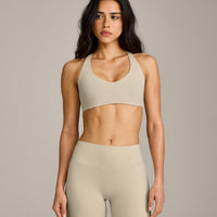 SoftMotion™ Bralette with Grey Logo | Oatmeal
