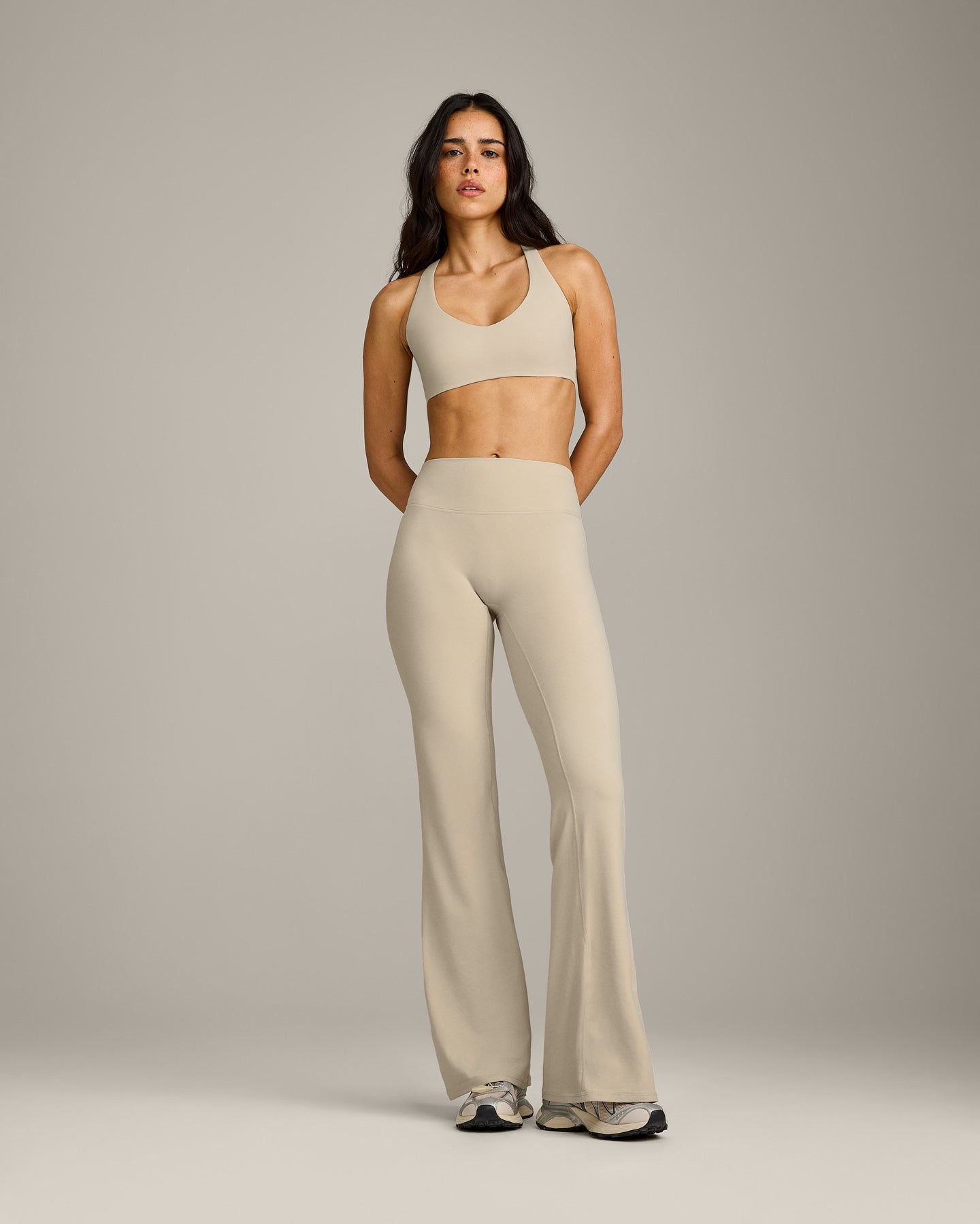 SoftMotion™ Bralette with Grey Logo | Oatmeal