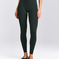 SoftMotion™ High Waisted Leggings with Grey Logo | Emerald Noir