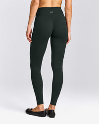 SoftMotion™ High Waisted Leggings with Grey Logo | Emerald Noir