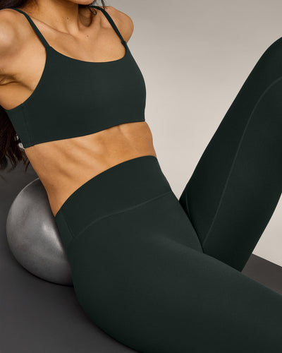 SoftMotion™ High Waisted Leggings with Grey Logo | Emerald Noir