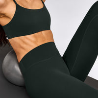 SoftMotion™ High Waisted Leggings with Grey Logo | Emerald Noir