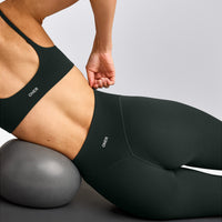 SoftMotion™ High Waisted Leggings with Grey Logo | Emerald Noir