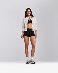 SoftMotion™ Mid Rise Micro Shorts 4" with Gray Logo | Black