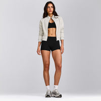 SoftMotion™ Mid Rise Micro Shorts 4" with Gray Logo | Black