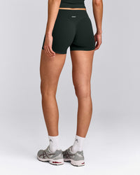 SoftMotion™ Mid Rise Micro Shorts 4" with Grey Logo | Emerald Noir