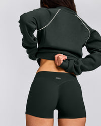 SoftMotion™ Mid Rise Micro Shorts 4" with Grey Logo | Emerald Noir