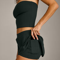 SoftMotion™ Skort with Pockets with Grey Logo | Emerald Noir