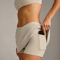 SoftMotion™ Skort with Pockets with Grey Logo | Oatmeal