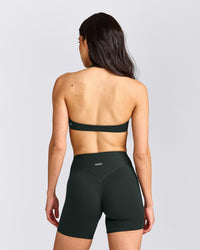 SoftMotion™ Minimal Halter Neck Bralette with Grey Logo | Emerald Noir