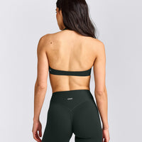 SoftMotion™ Minimal Halter Neck Bralette with Grey Logo | Emerald Noir