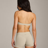 SoftMotion™ Minimal Halter Neck Bralette with Grey Logo | Oatmeal