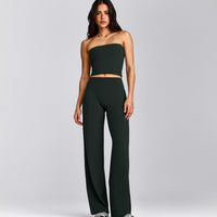 SoftMotion™ Straight Leg Bottoms with Grey Logo | Emerald Noir