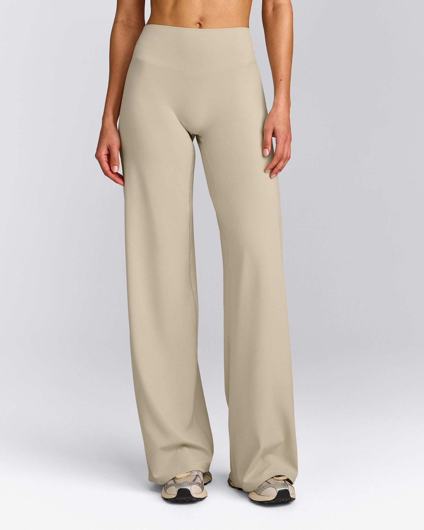 SoftMotion™ Straight Leg Bottoms with Grey Logo | Oatmeal