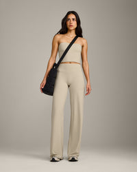 SoftMotion™ Straight Leg Bottoms with Grey Logo | Oatmeal