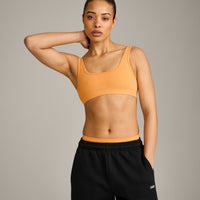 EffortlessLift™ Square Neck Sports Bra with Grey Logo | Powdered Orange