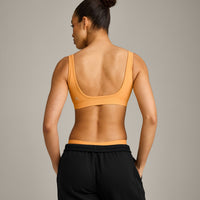 EffortlessLift™ Square Neck Sports Bra with Grey Logo | Powdered Orange