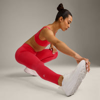 EffortlessLift™ Seamless Mid Rise Leggings with Grey Logo | Charged Pink