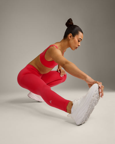 EffortlessLift™ Seamless Mid Rise Leggings with Grey Logo | Charged Pink