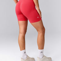 EffortlessLift™ Seamless Mid Rise Shorts with Gray Logo | Charged Pink
