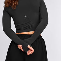 Oner Seamless Fitted Long Sleeve Top | Soft Black
