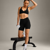 UnifiedMove™ Cross Back Sports Bra with Reflective Logo | Black