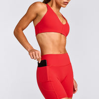 UnifiedMove™ Pocket Shorts 6" with Bonding with Reflective Logo | Muscle Mommy Red