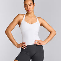 UnifiedMove™ T Back Mid Vest with Built in Bra Shelf with Reflective Logo | White