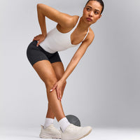UnifiedMove™ T Back Mid Vest with Built in Bra Shelf with Reflective Logo | White