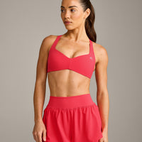 UnifiedMove™ T Back Minimal Bralette with Reflective Logo | Charged Pink