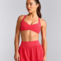 UnifiedMove™ T Back Minimal Bralette with Reflective Logo | Charged Pink